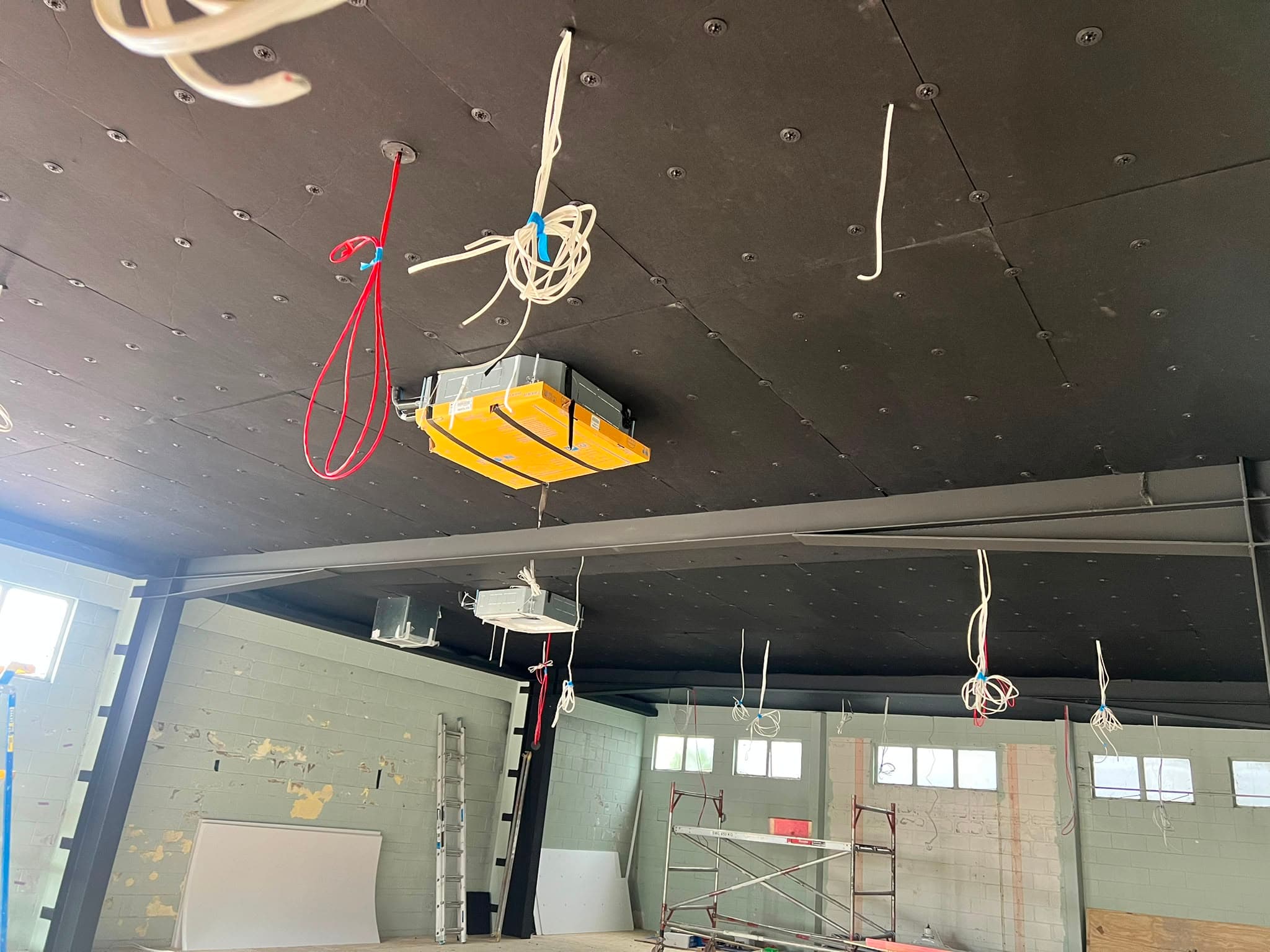 Mammoth Panel Absorber acoustic ceiling (client-directed) installed by R-Value at Oakham Private Office, Grey Lynn, Grey Lynn, Auckland